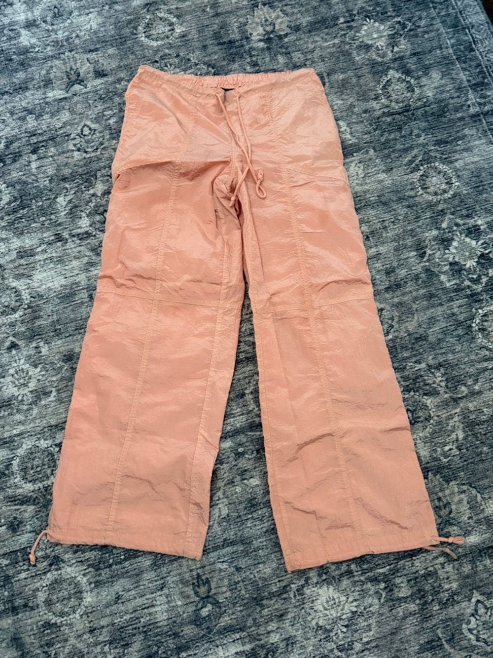 wild fable Peach Drawstring Wide-Leg Parachute Pants
